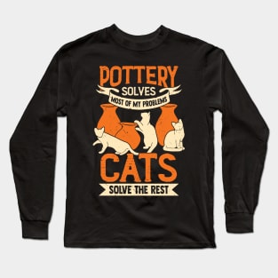 Ceramicist Pottery Maker Cat Lover Gift Long Sleeve T-Shirt